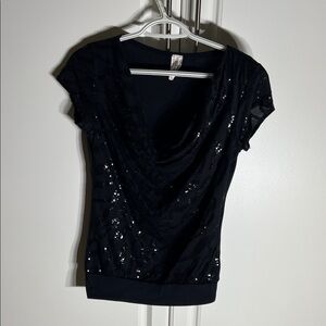 Elegant Black Sequin Women's Top